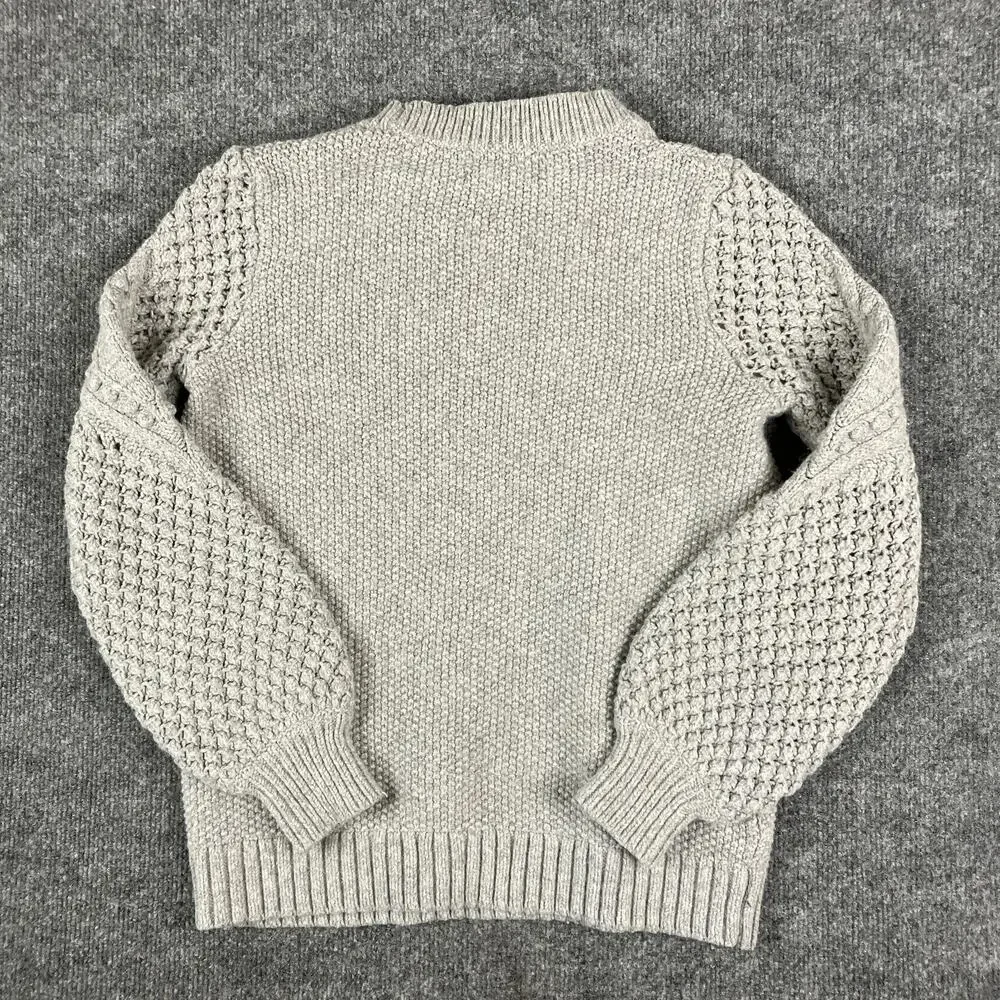 LOFT Sweater Womens M Gray‎ Knit Pullover Textured Long Sleeve Casual Crewneck